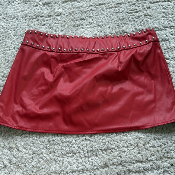 Miaou Red Embellished Studded Wrap Mini Skirt Size Medium Festival - Picture 8 of 15